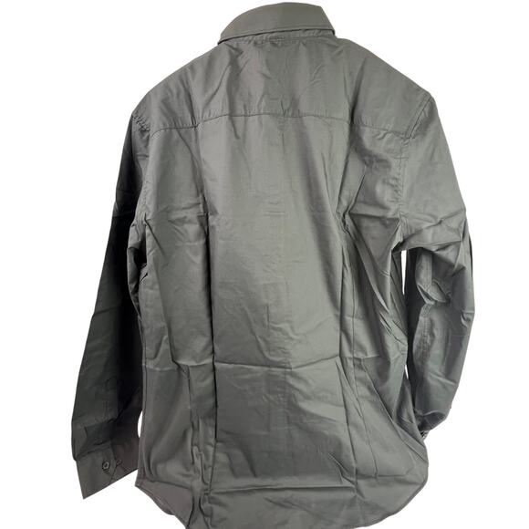 H&M Men's Size Large Black Slim Fit Turndown Button Down Long Sleeve Iron Shirt - Picture 2 of 16